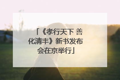 《孝行天下 善化清丰》新书发布会在京举行