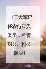 王大军已任农行党委委员，分管对公、科技板块