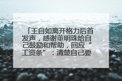 王自如离开格力后首发声，感谢董明珠给自己鼓励和帮助，回应“工资条”：清楚自己要什么，工资条不重要