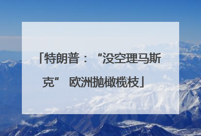 特朗普：“没空理马斯克” 欧洲抛橄榄枝