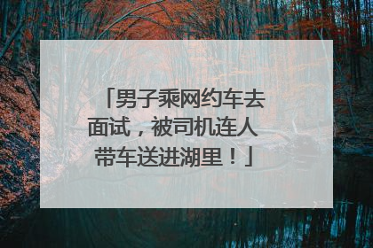 男子乘网约车去面试，被司机连人带车送进湖里！