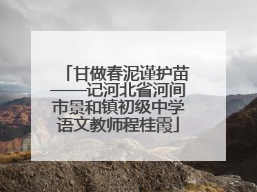 甘做春泥谨护苗——记河北省河间市景和镇初级中学语文教师程桂霞