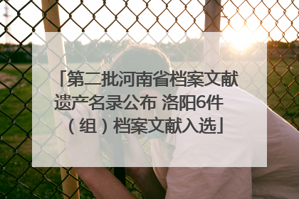 第二批河南省档案文献遗产名录公布 洛阳6件（组）档案文献入选