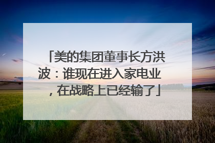 美的集团董事长方洪波：谁现在进入家电业，在战略上已经输了