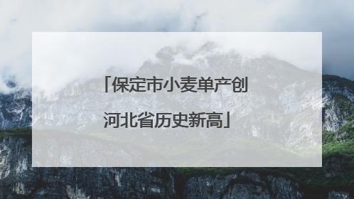 保定市小麦单产创河北省历史新高