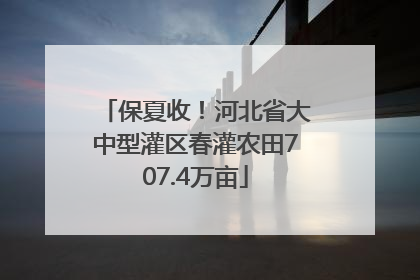 保夏收！河北省大中型灌区春灌农田707.4万亩