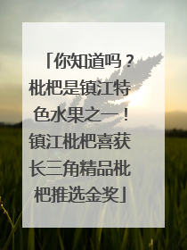 你知道吗？枇杷是镇江特色水果之一！镇江枇杷喜获长三角精品枇杷推选金奖