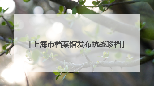 上海市档案馆发布抗战珍档