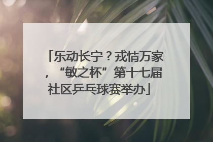 乐动长宁？戎情万家，“敏之杯”第十七届社区乒乓球赛举办