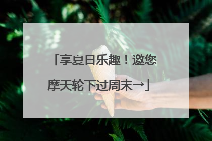 享夏日乐趣！邀您摩天轮下过周末→