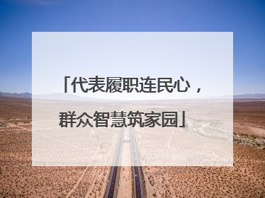 代表履职连民心，群众智慧筑家园