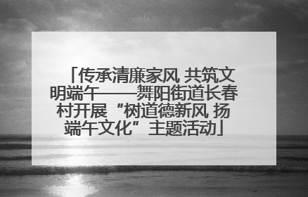 传承清廉家风 共筑文明端午——舞阳街道长春村开展“树道德新风 扬端午文化”主题活动