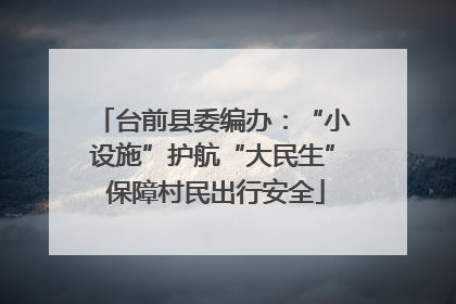 台前县委编办：“小设施”护航“大民生” 保障村民出行安全