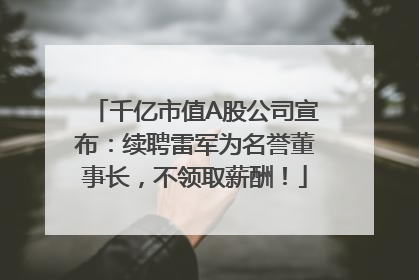 千亿市值A股公司宣布：续聘雷军为名誉董事长，不领取薪酬！