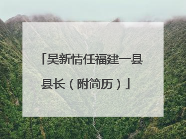 吴新情任福建一县县长（附简历）