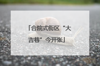 合院式街区“大吉巷”今开张