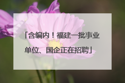 含编内！福建一批事业单位、国企正在招聘