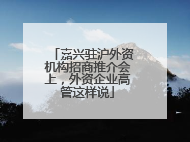 嘉兴驻沪外资机构招商推介会上，外资企业高管这样说