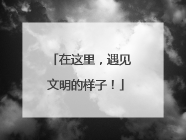 在这里，遇见文明的样子！
