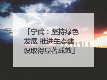 宁武：坚持绿色发展 推进生态建设取得显著成效