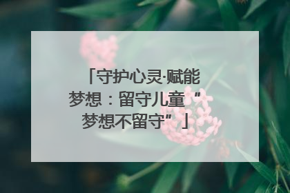 守护心灵·赋能梦想：留守儿童“梦想不留守”