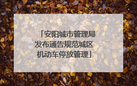 安阳城市管理局发布通告规范城区机动车停放管理