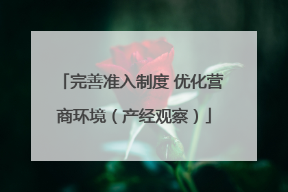 完善准入制度 优化营商环境（产经观察）