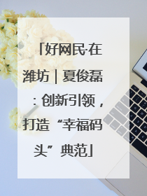 好网民·在潍坊｜夏俊磊：创新引领，打造“幸福码头”典范