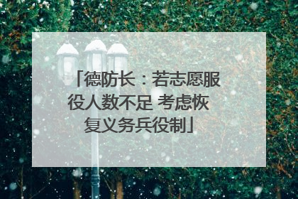 德防长：若志愿服役人数不足 考虑恢复义务兵役制