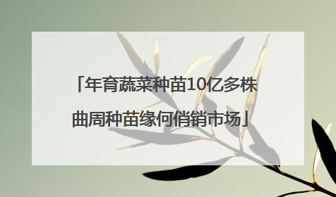 年育蔬菜种苗10亿多株 曲周种苗缘何俏销市场