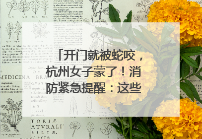 开门就被蛇咬，杭州女子蒙了！消防紧急提醒：这些方法都不靠谱！