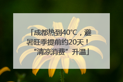 成都热到40℃，避暑旺季提前约20天！“清凉消费”升温
