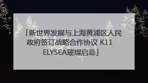 新世界发展与上海黄浦区人民政府签订战略合作协议 K11 ELYSEA璀璨启幕