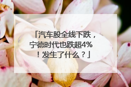 汽车股全线下跌，宁德时代也跌超4%！发生了什么？