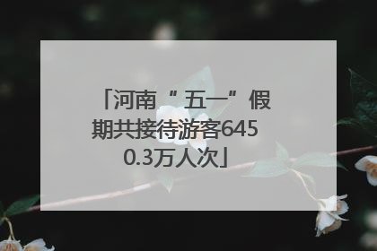 河南“ 五一”假期共接待游客6450.3万人次