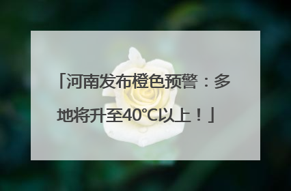 河南发布橙色预警：多地将升至40℃以上！