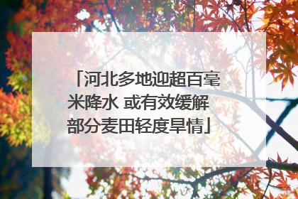 河北多地迎超百毫米降水 或有效缓解部分麦田轻度旱情