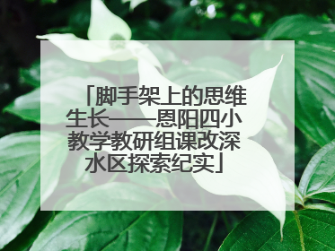 脚手架上的思维生长——恩阳四小教学教研组课改深水区探索纪实
