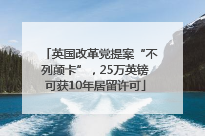 英国改革党提案“不列颠卡”，25万英镑可获10年居留许可