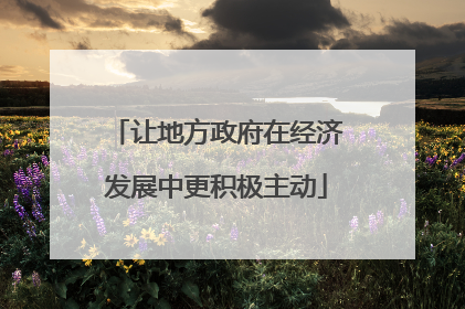 让地方政府在经济发展中更积极主动