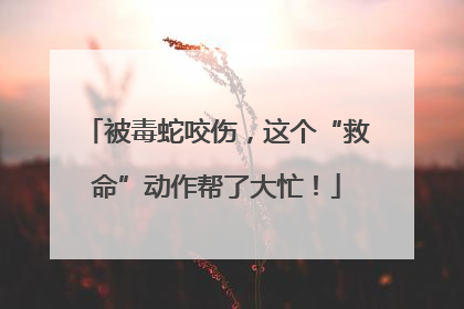 被毒蛇咬伤，这个“救命”动作帮了大忙！