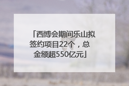 西博会期间乐山拟签约项目22个，总金额超550亿元