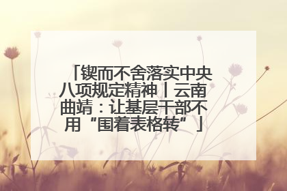 锲而不舍落实中央八项规定精神丨云南曲靖：让基层干部不用“围着表格转”