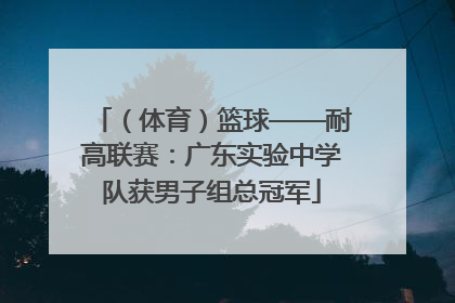 （体育）篮球——耐高联赛：广东实验中学队获男子组总冠军